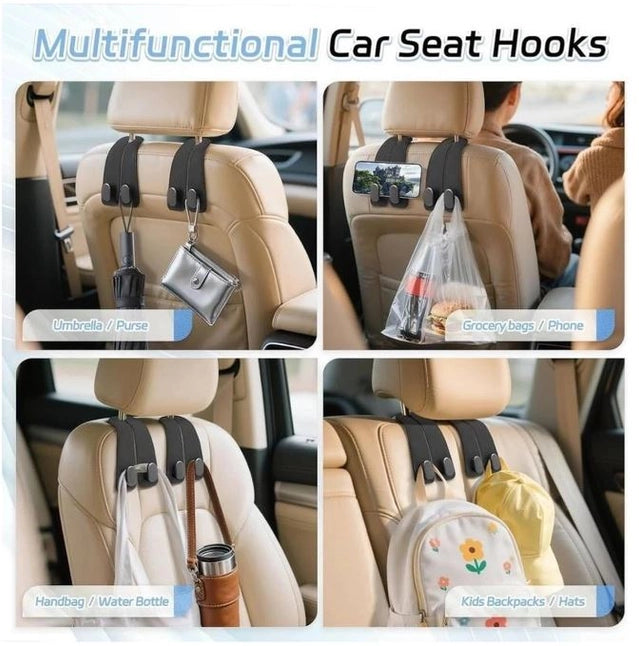 Car Seat Headrest Hook PU Leather Pack of 2