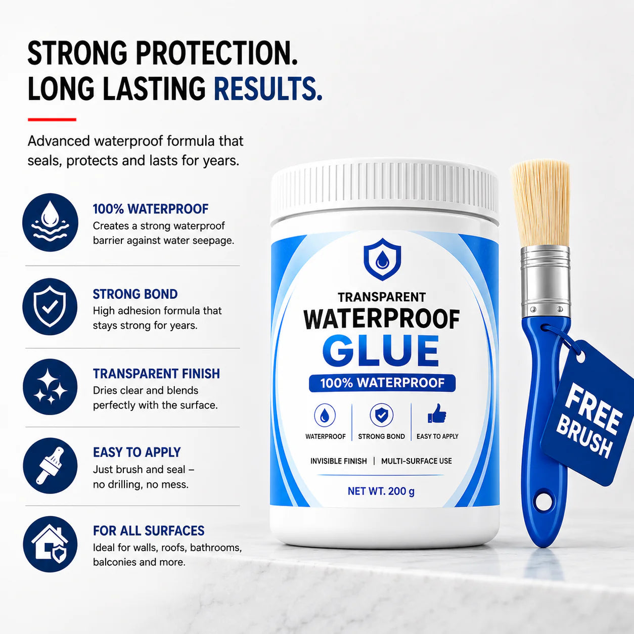 Transparent Waterproof Glue (Buy 1 Get Free) + Free Brush