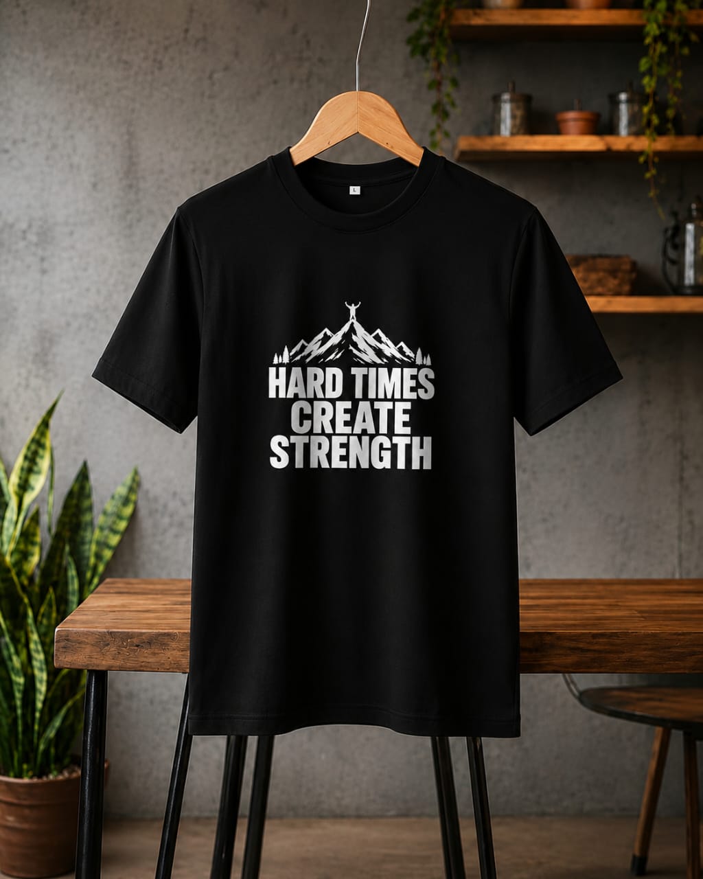 Men's Black Printed Cotton T-Shirt – Hard Times Create Strength