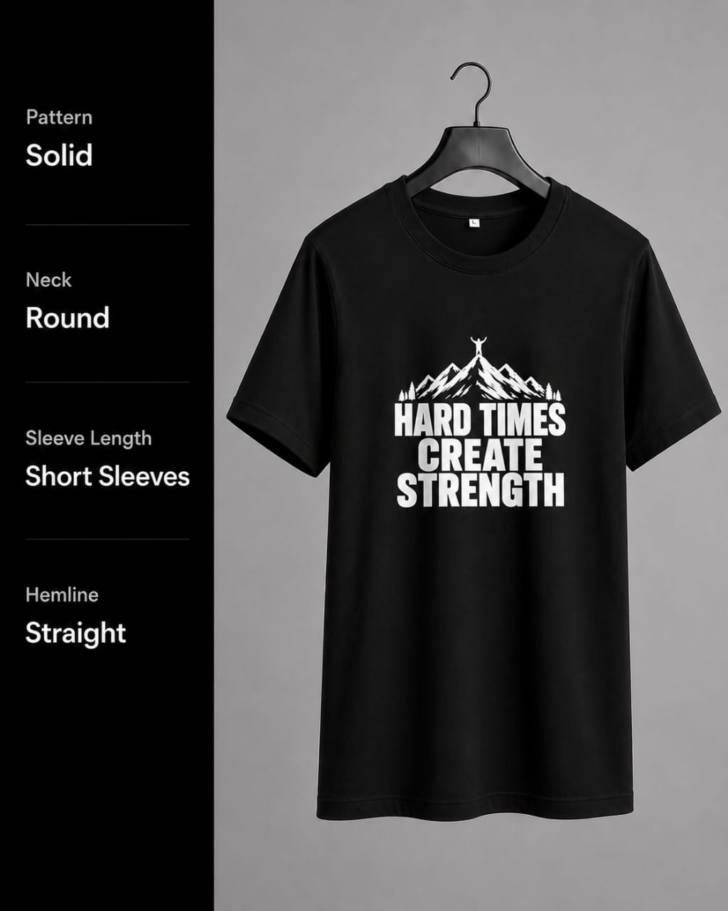 Men's Black Printed Cotton T-Shirt – Hard Times Create Strength