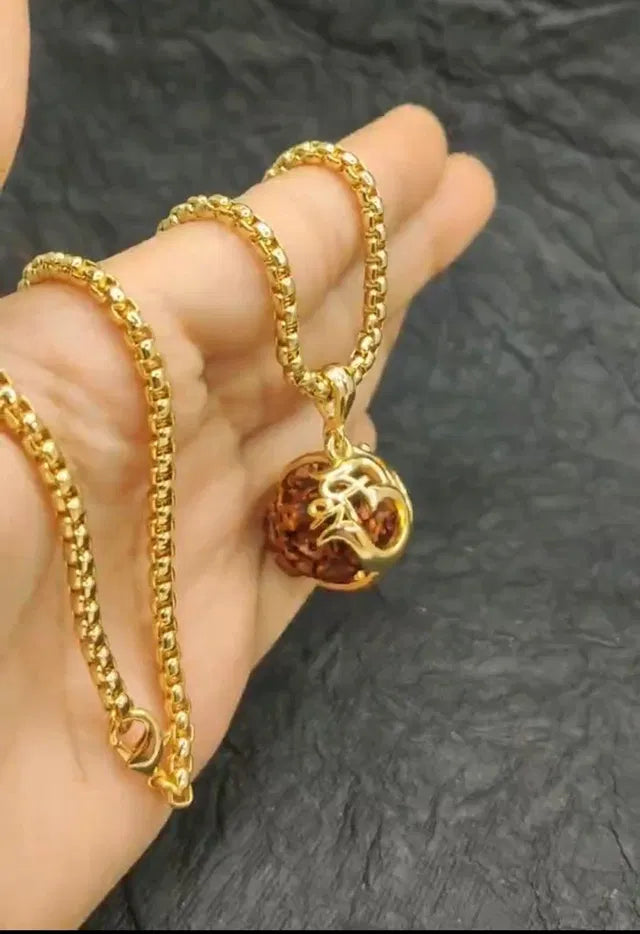 Om Rudraksha Pendant With Chain 🙏🕉️